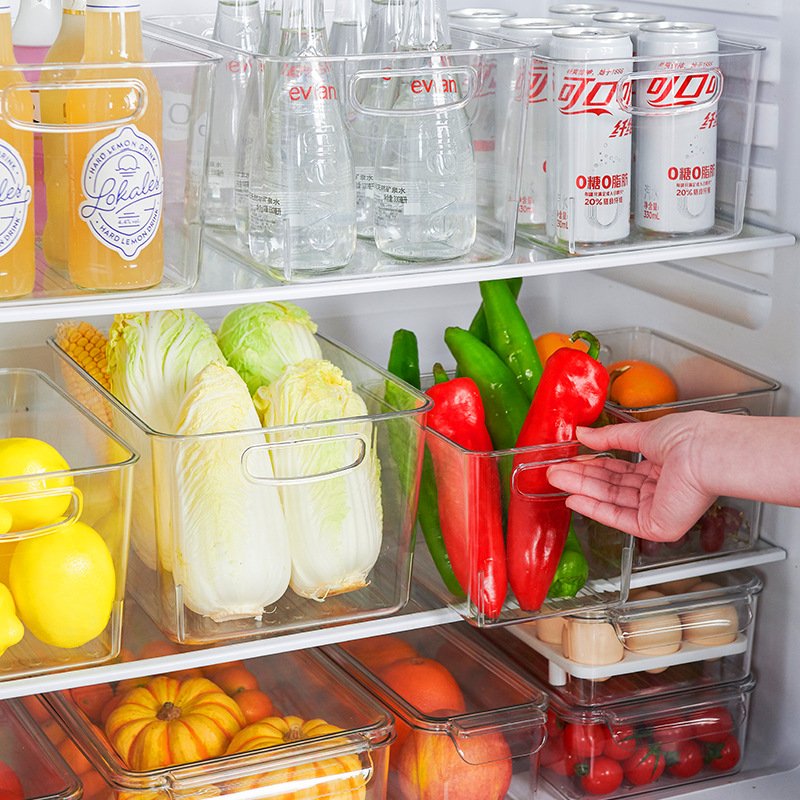Sanga Large Capacity Refrigerator Stackable Plastic Kitchen Transparent Food Storage & Container Storage Boxes With Handles