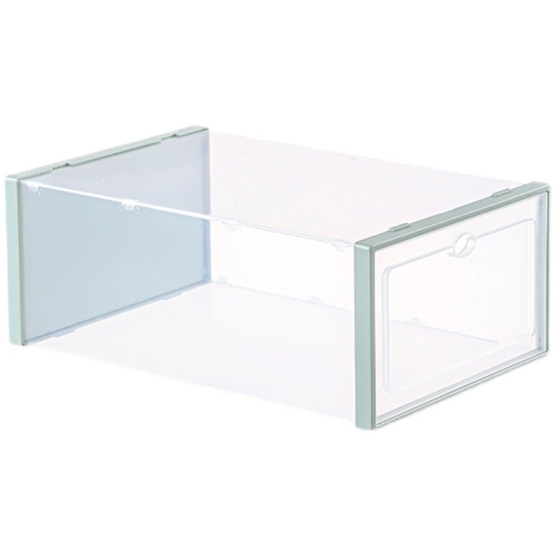 Side Open Drop Door Steady Stackable Simple Assemble Custom Sneakers Foldable Clear Shoe plastic Storage Box With Magnetic Door