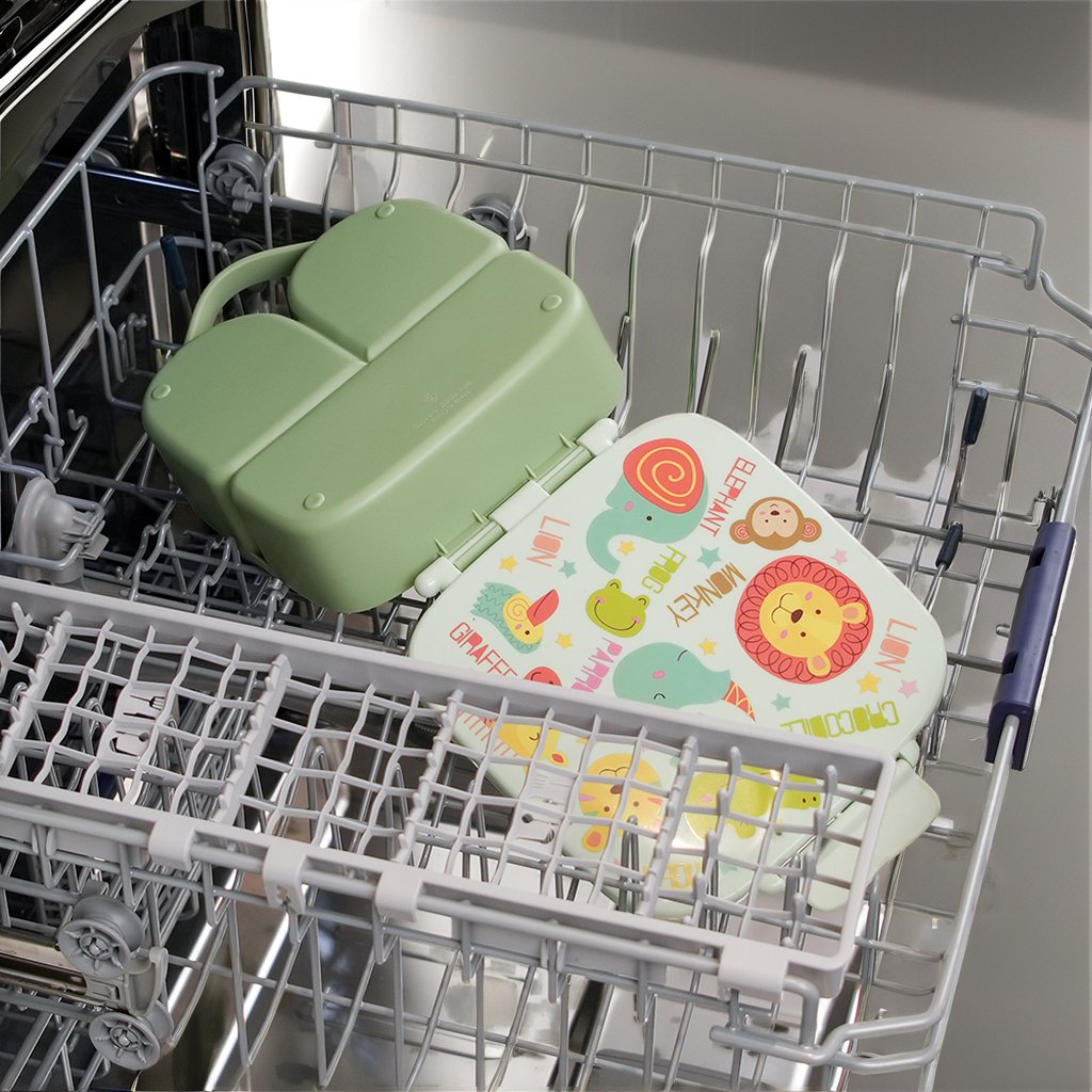 Kids Rectangle Lunch Box Bento Container with 4 Compartments Injection Technics for School Storage Use