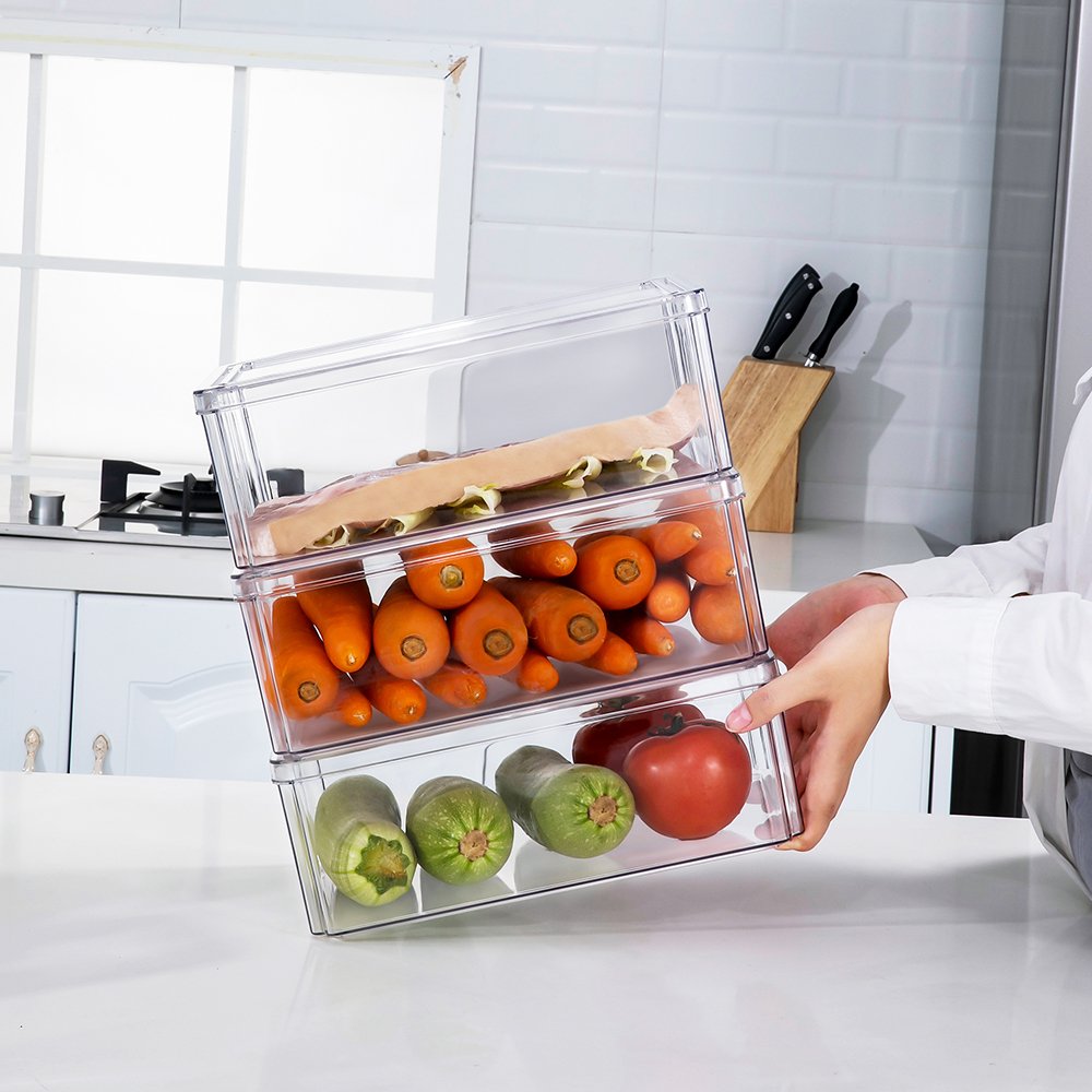Wholesale Multi-Size Plastic Refrigerator Vegetable Food Storage Container Box Multifunctional Clear Food Storage Box