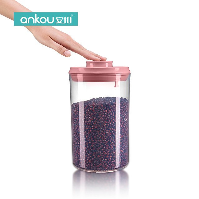 Eco-friendly Indoor Push Button household storage & organization Dry food storage dispenser Clear airtight food container