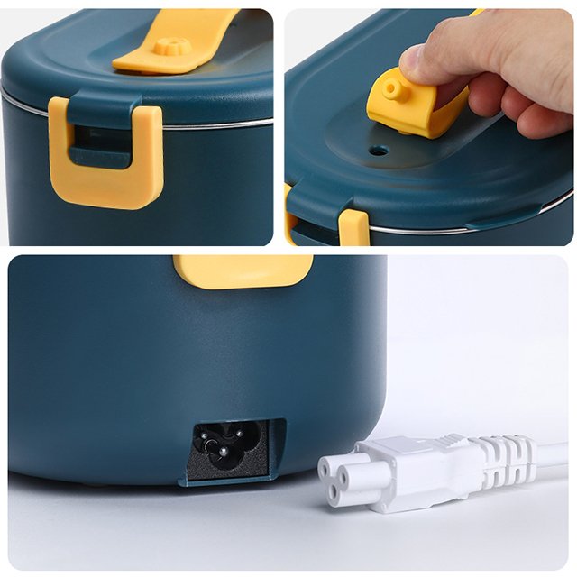 Portable Heated Lunch Box Stainless Steel 2 Compartments Food Container Keep Hot Electric Lunch Box For Home Food Grade Material