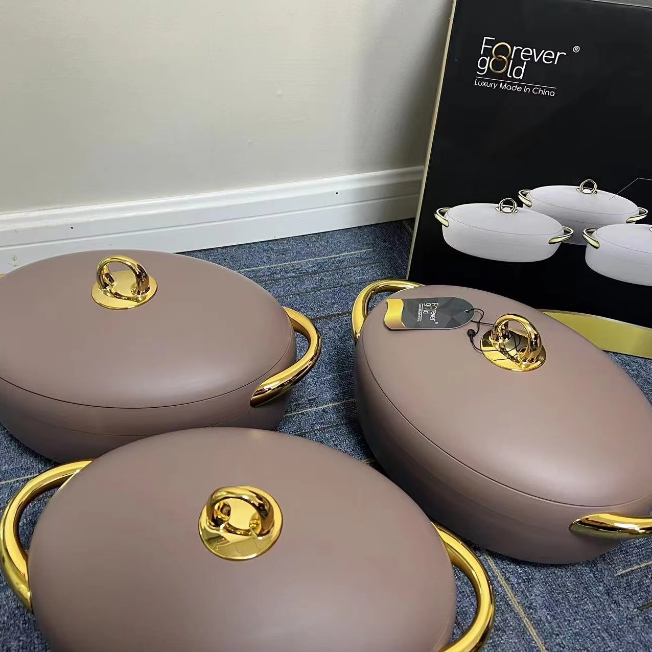 High Quality 3pcs Round Hot Pot Sets Food Warmer for Ramadan 2L+2.5L+3L Home Use Food Storage & Container
