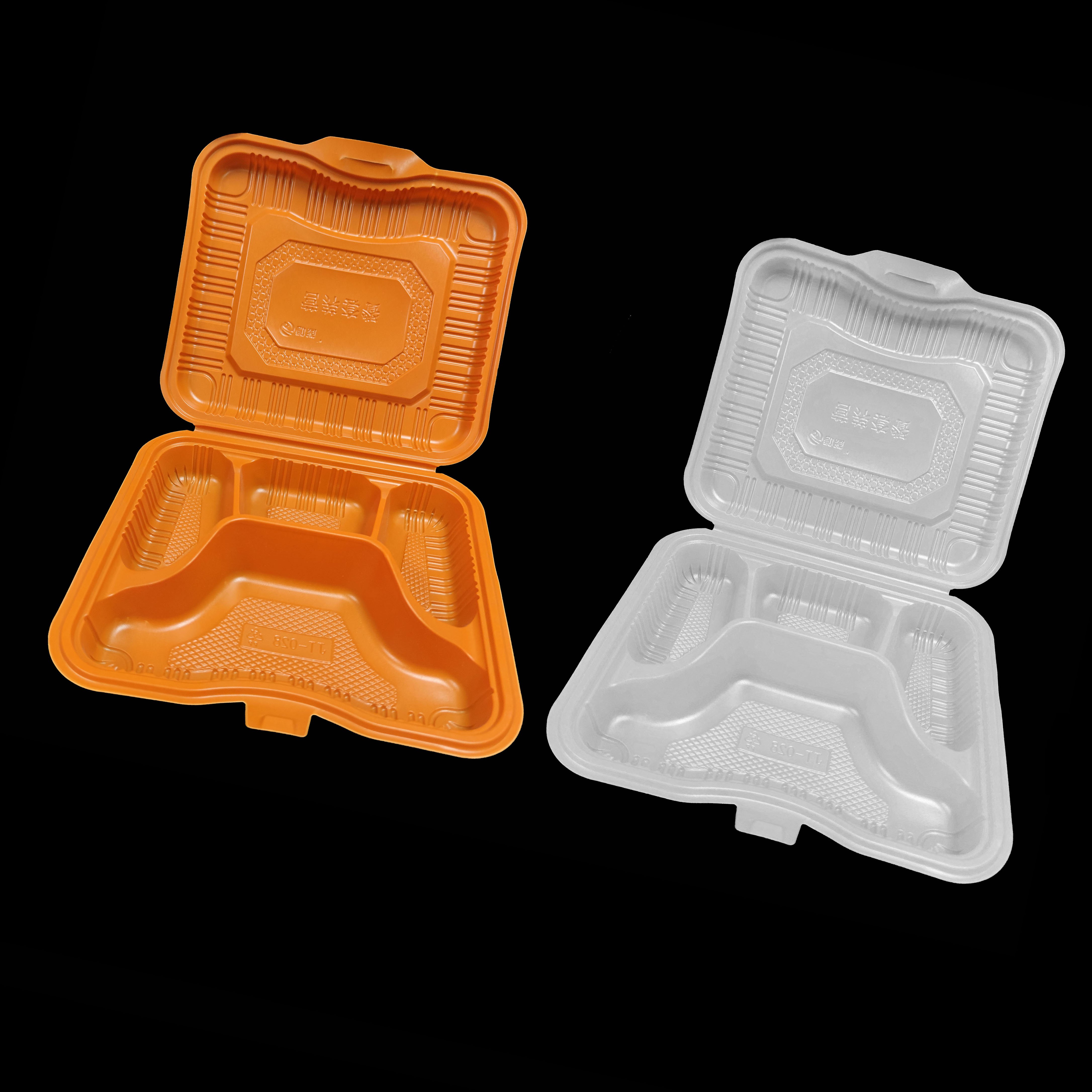 wholesale 4 division packing box takeaway disposable big folding plastic lunch packaging box