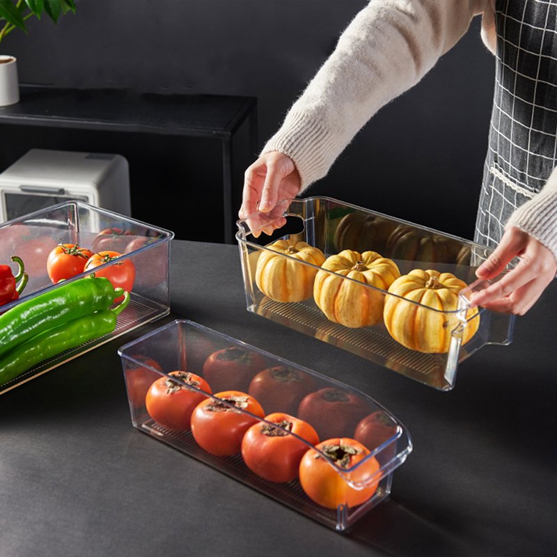 Plastic PET Kitchen Stackable Container Storage Boxes Refrigerator Fridge Organizer