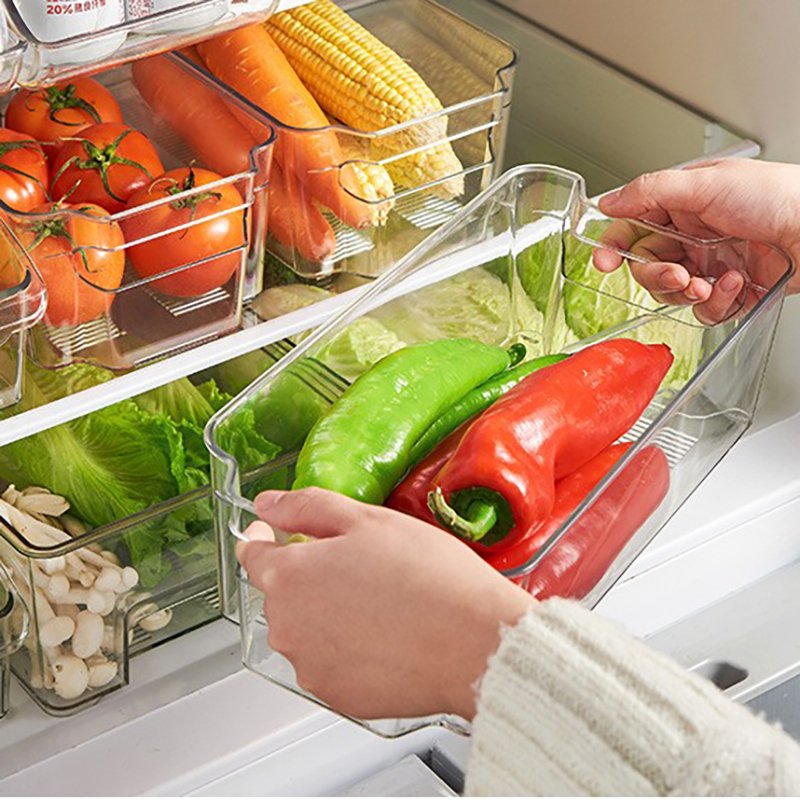 Plastic PET Kitchen Stackable Container Storage Boxes Refrigerator Fridge Organizer