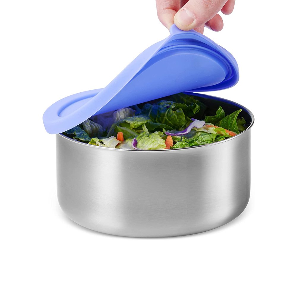 Eco Stainless Steel Food storage Snack container Salad Dressing Container with Silicone Lid