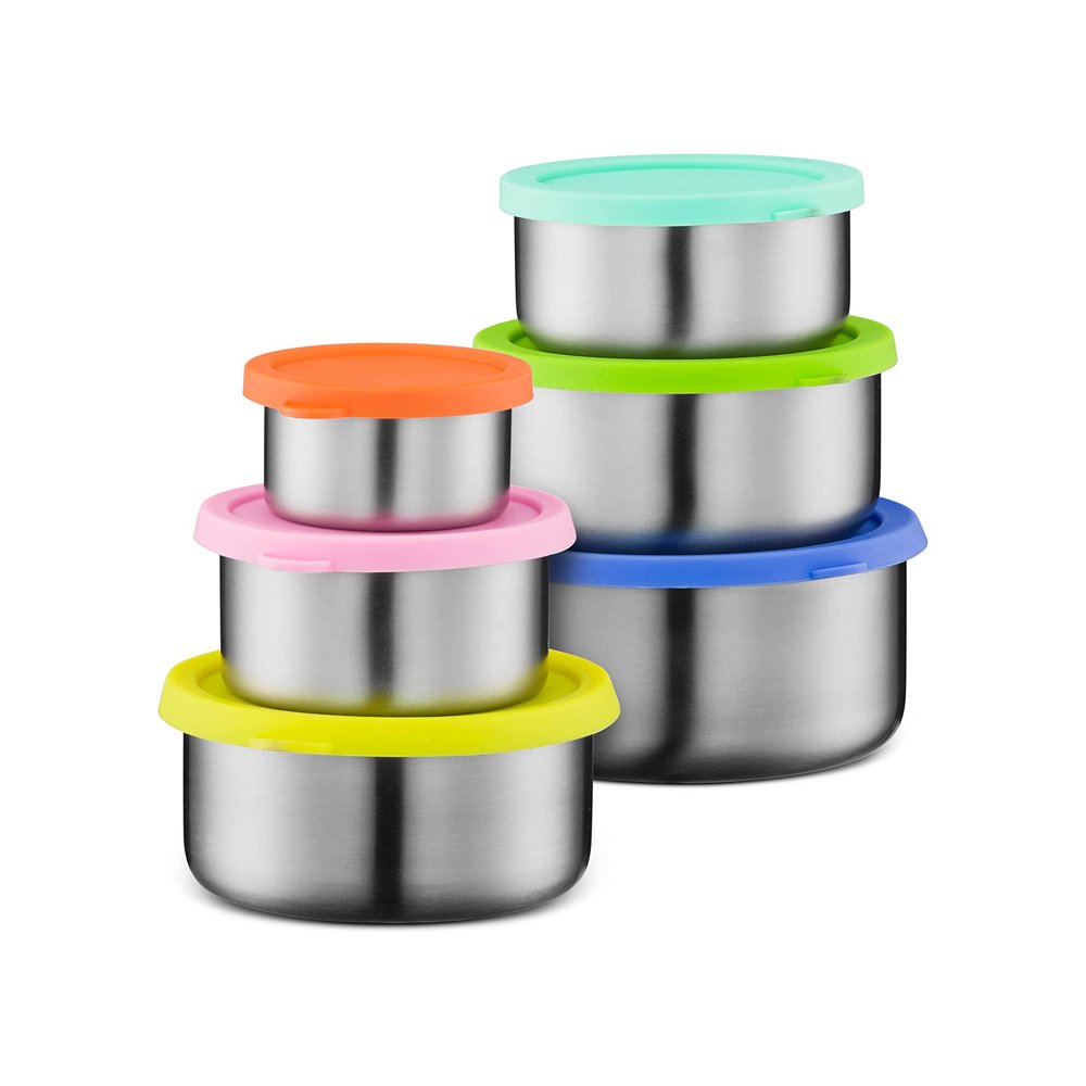 Eco Stainless Steel Food storage Snack container Salad Dressing Container with Silicone Lid