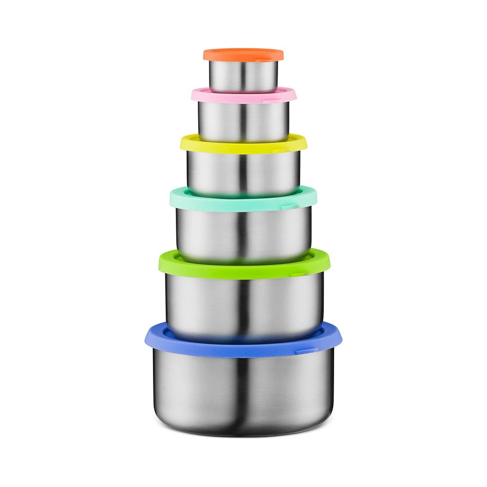 Eco Stainless Steel Food storage Snack container Salad Dressing Container with Silicone Lid