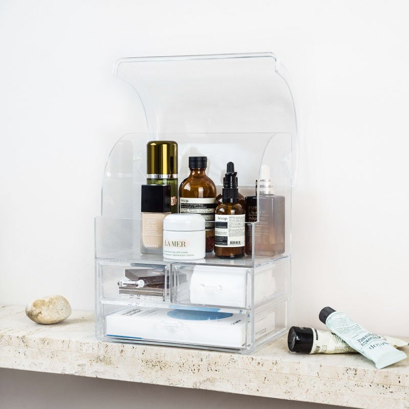 Transparent Clear Care Large Layered Plastic Cosmetic Organizer Cosmetics Storage Box Acrylic Makeup Organizer
