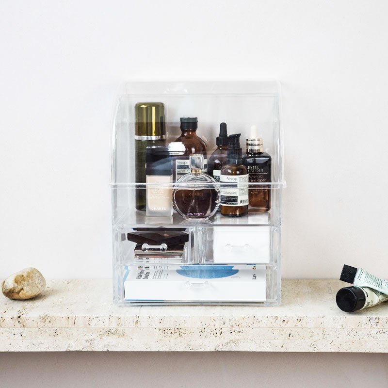 Transparent Clear Care Large Layered Plastic Cosmetic Organizer Cosmetics Storage Box Acrylic Makeup Organizer