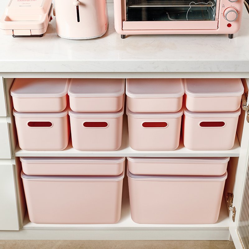 SHIMOYAMA White Stackable Durabl Plastic Sundries Storage Box With Handle & Lid