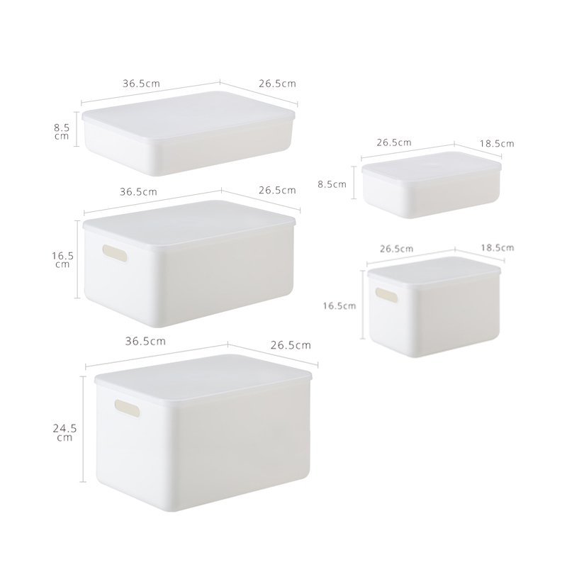 SHIMOYAMA White Stackable Durabl Plastic Sundries Storage Box With Handle & Lid