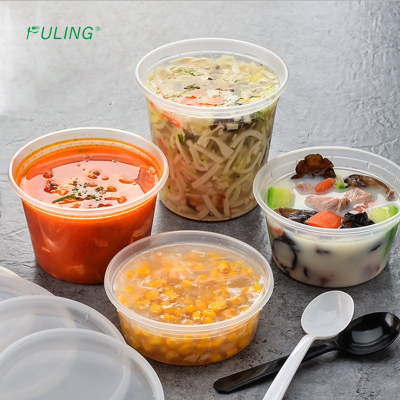 8Oz 16Oz 32Oz Plastic BPA-Free Restaurant Deli Food Storage Container Deli Cup With Airtight Lids