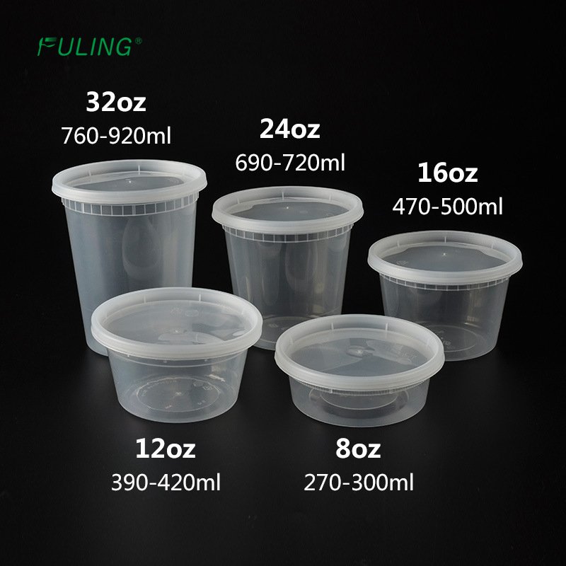 8Oz 16Oz 32Oz Plastic BPA-Free Restaurant Deli Food Storage Container Deli Cup With Airtight Lids