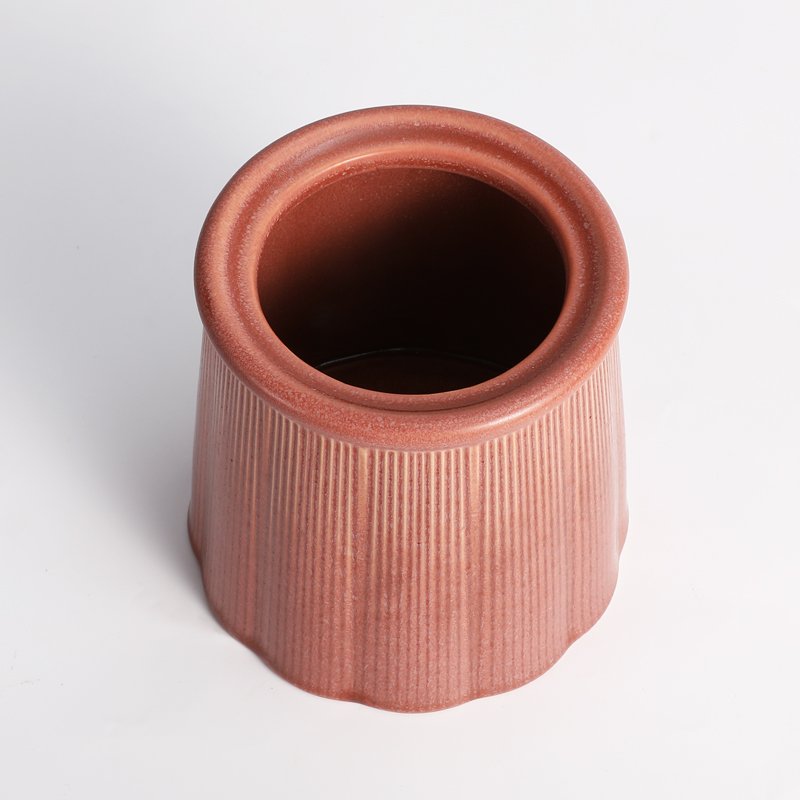 Tivray Custom Reactive Glaze Vertical Strip Ceramic Food Storage Canister Dry Food Container Tea Jar Sugar Pot with Ceramic Lid