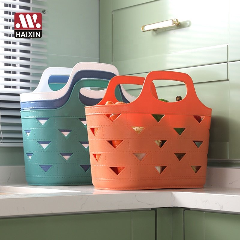 Plastic oval Storage Basket with Customization Color desktop snack bath Leather Imitation Storage Organization Box with handle