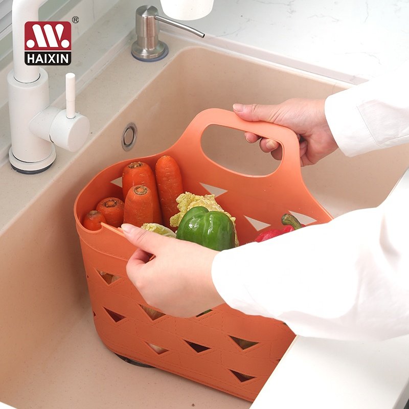 Plastic oval Storage Basket with Customization Color desktop snack bath Leather Imitation Storage Organization Box with handle