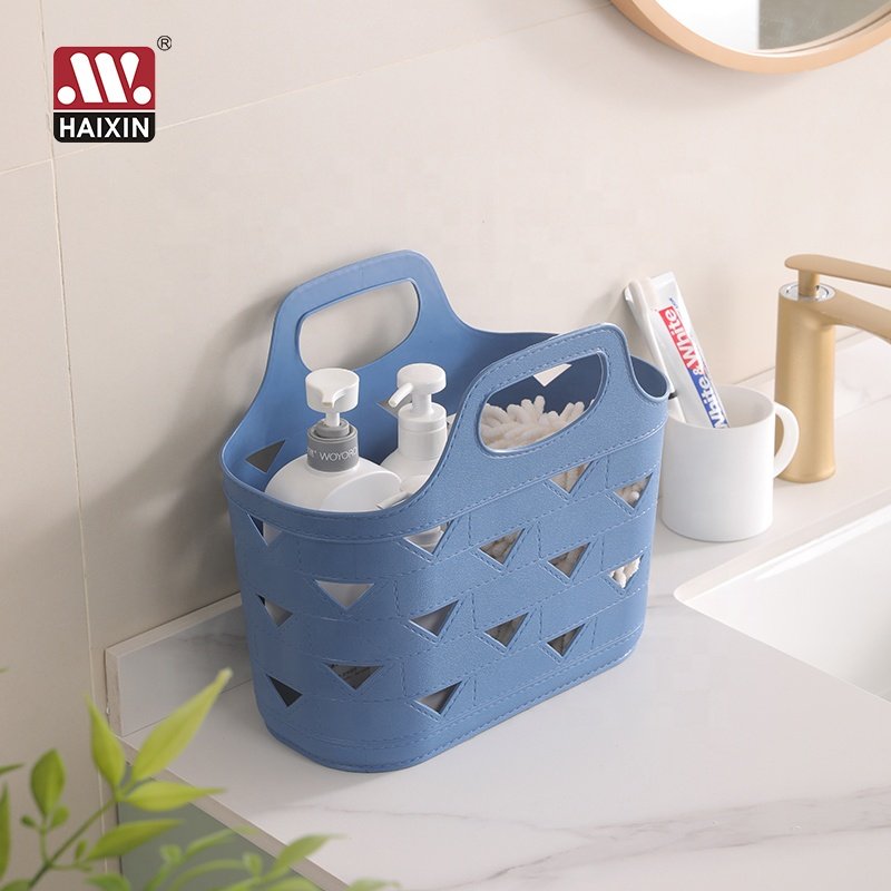 Plastic oval Storage Basket with Customization Color desktop snack bath Leather Imitation Storage Organization Box with handle