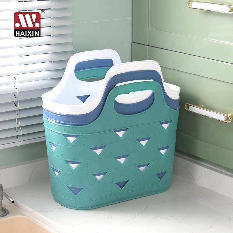 Plastic oval Storage Basket with Customization Color desktop snack bath Leather Imitation Storage Organization Box with handle