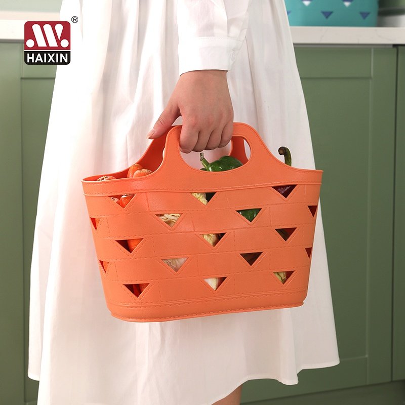 Plastic oval Storage Basket with Customization Color desktop snack bath Leather Imitation Storage Organization Box with handle
