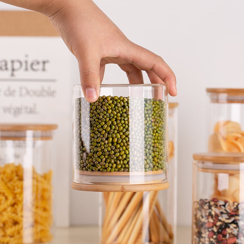 Storage Bottles & Jars Tube Shaped Airtight Kitchen Food Storage Container 4oz Glass Spice Jars With Bamboo Lids
