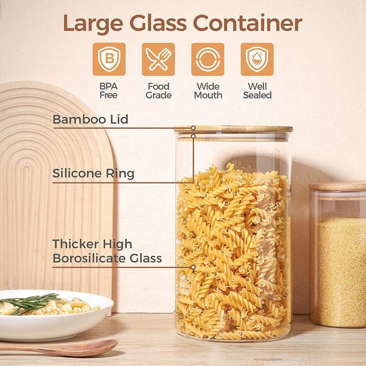 Storage Bottles & Jars Tube Shaped Airtight Kitchen Food Storage Container 4oz Glass Spice Jars With Bamboo Lids