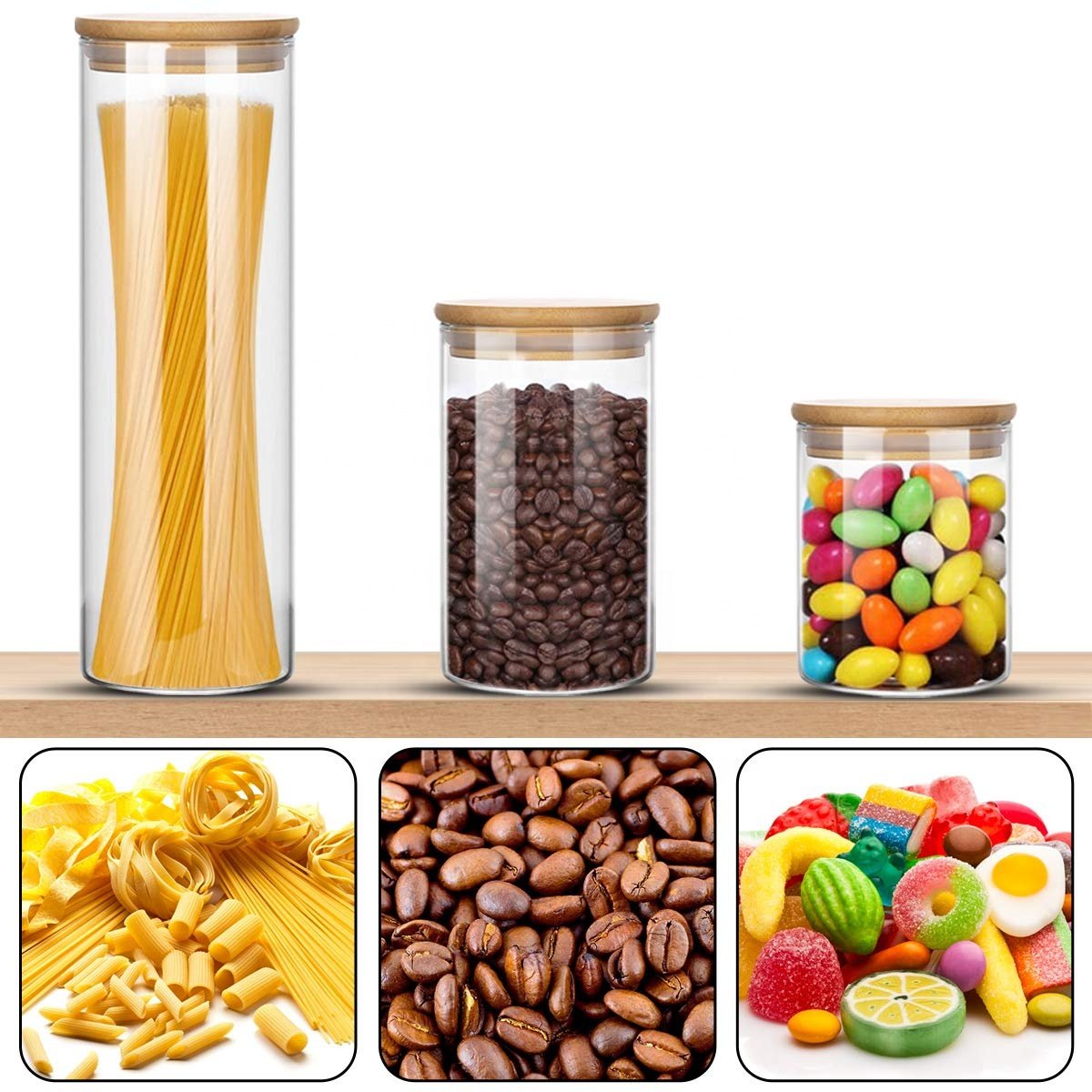 Storage Bottles & Jars Tube Shaped Airtight Kitchen Food Storage Container 4oz Glass Spice Jars With Bamboo Lids