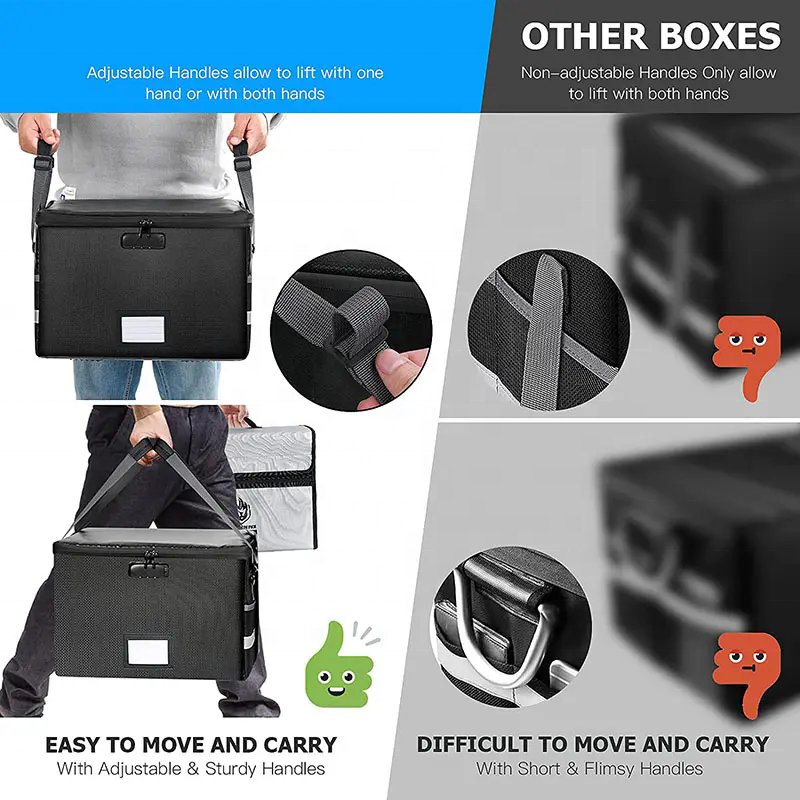 yuyang Classic Design Fireproof Waterproof Dust-Proof Document Storage Box Secure Organized Case File Bin for Important Papers