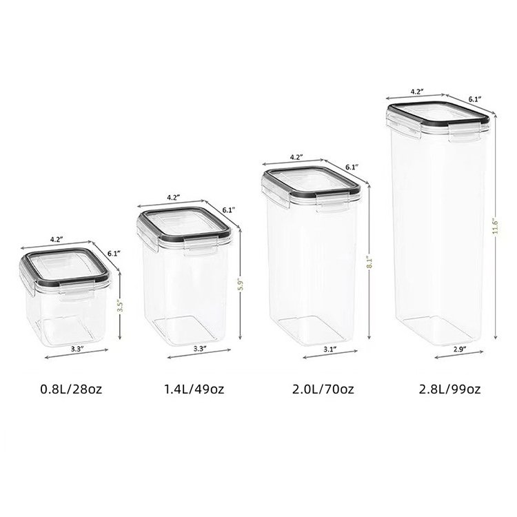 Amaz Best Seller Different Capacity 7 Pack Sets Plastic PP Sealed Cans Kitchen Storage Box Transparent Food Container