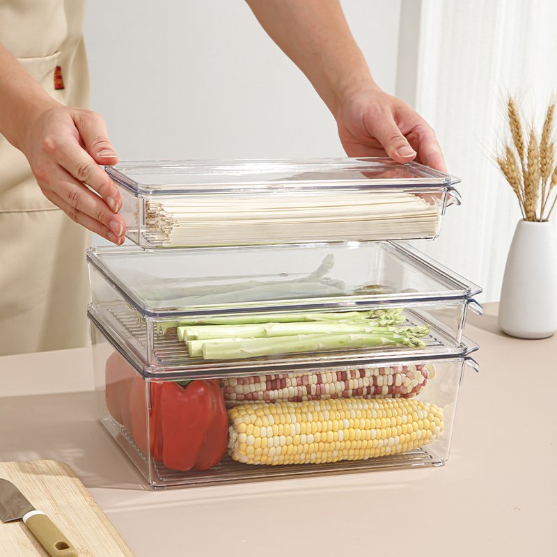 Factory direct saling storage boxes refrigerator container transparent storage rack for home storage