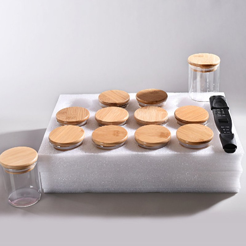 Wholesale Transparent 12Pcs Kitchen Food Storage Glass Candle Jar Glass Storage Jars Set With Lids