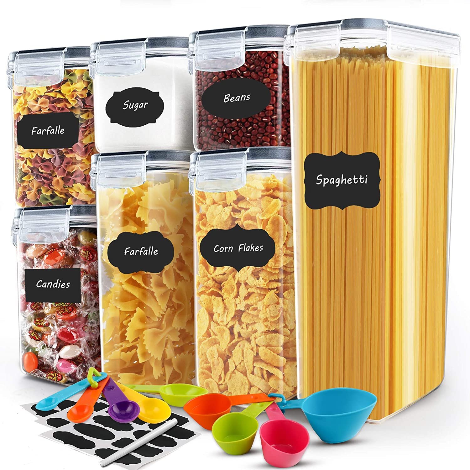 7pcs airtight food container plastic storage container canisters sets for the kitchen storage