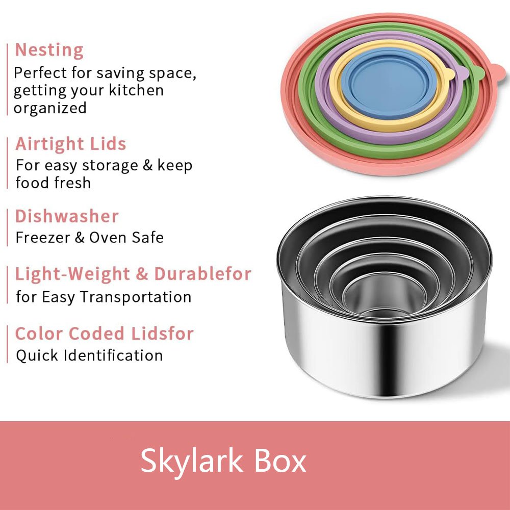 Colorful Leakproof Set of 3 Piece Salad Dressing Container Round Stainless Steel Food Storage Container with Silicone Lids