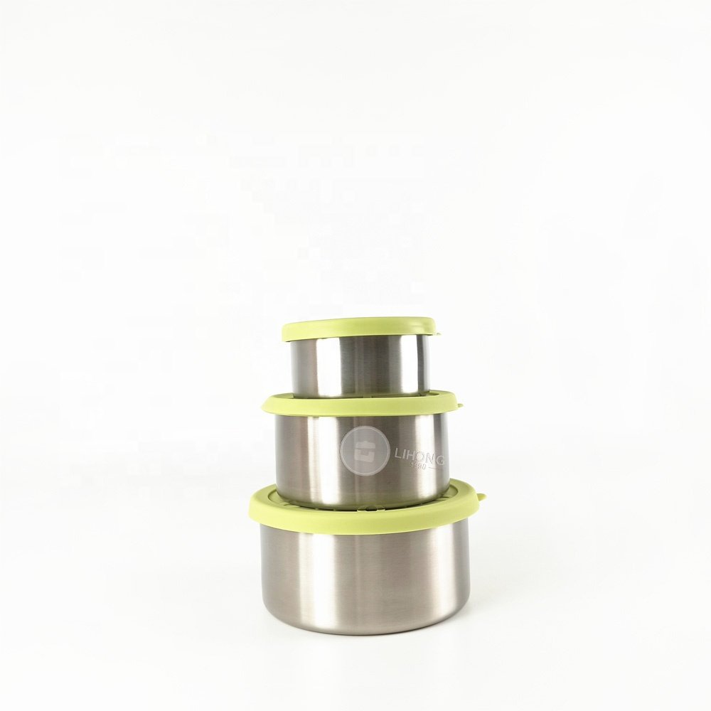 BPA free metal food container mini sauce Condiment Cups stainless steel with silicone lids leakproof