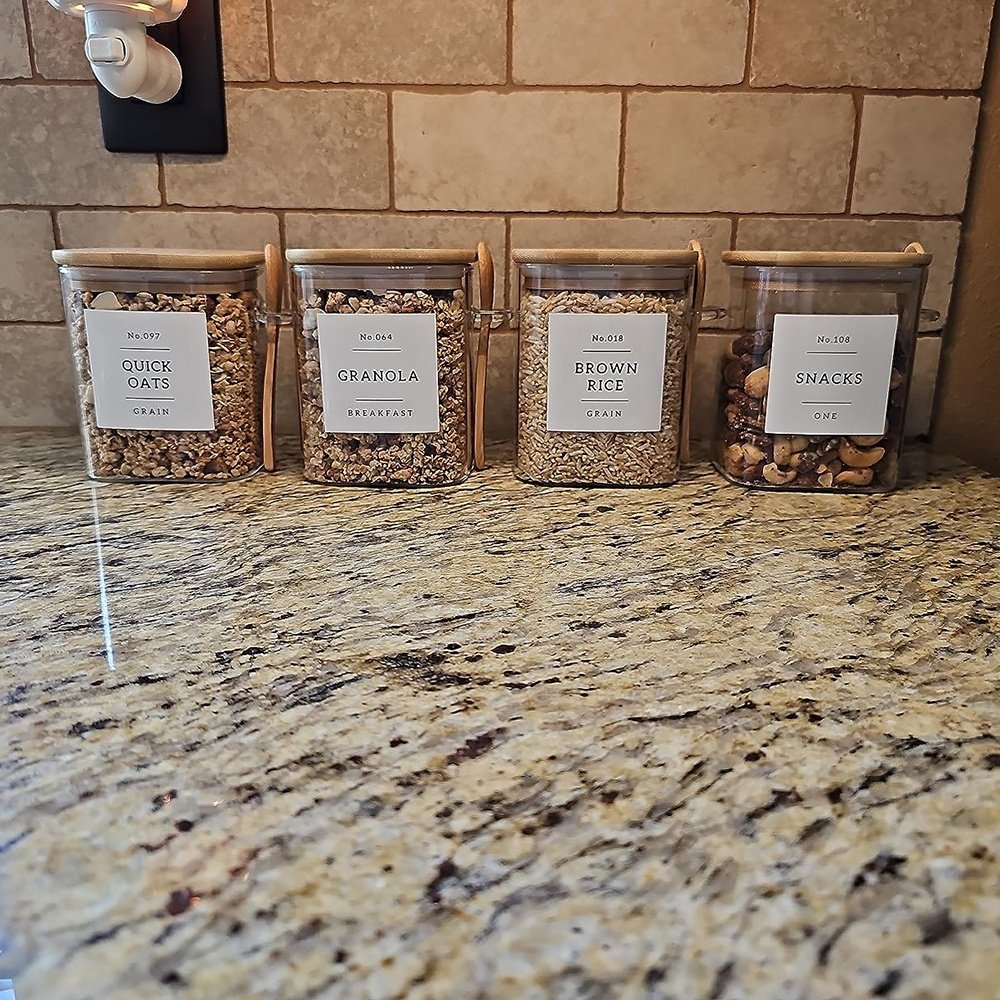 Custom Square Borosilicate Glass Spice Storage Bottles & Jars with Bamboo Lids and Spoons