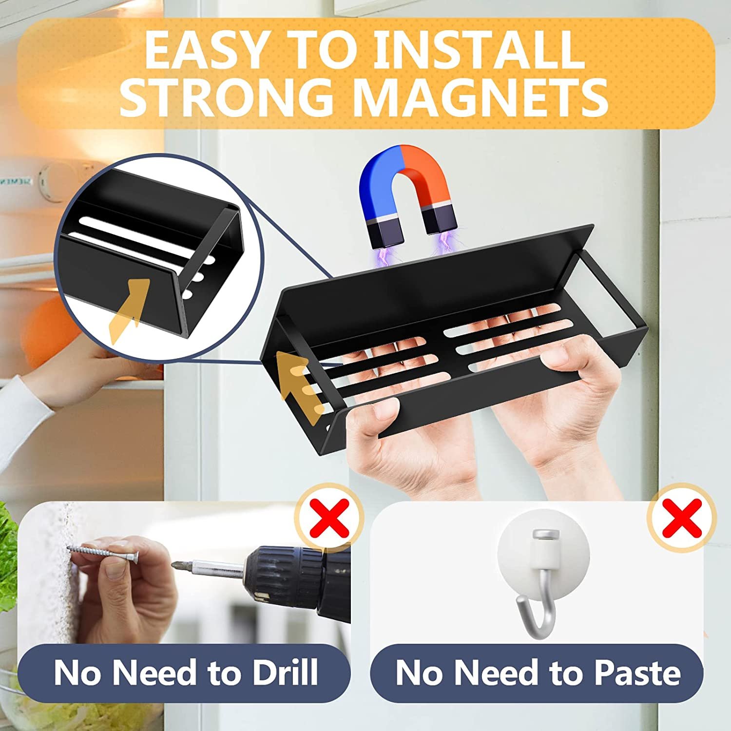 High Quality Saving Storage Rack Kitchen Storage Magnetic Metal Spice Rack For Refrigerator