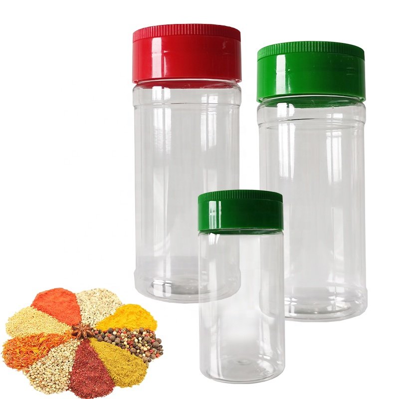 Wholesale Kitchen Clear Spice Containers Shaker Seasoning Plastic Spice Jars Bottles 100ml 200ml With Lids