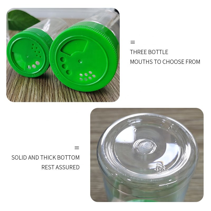 Wholesale Kitchen Clear Spice Containers Shaker Seasoning Plastic Spice Jars Bottles 100ml 200ml With Lids