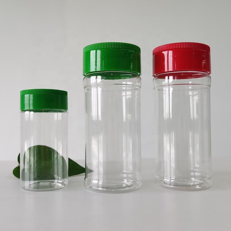 Wholesale Kitchen Clear Spice Containers Shaker Seasoning Plastic Spice Jars Bottles 100ml 200ml With Lids