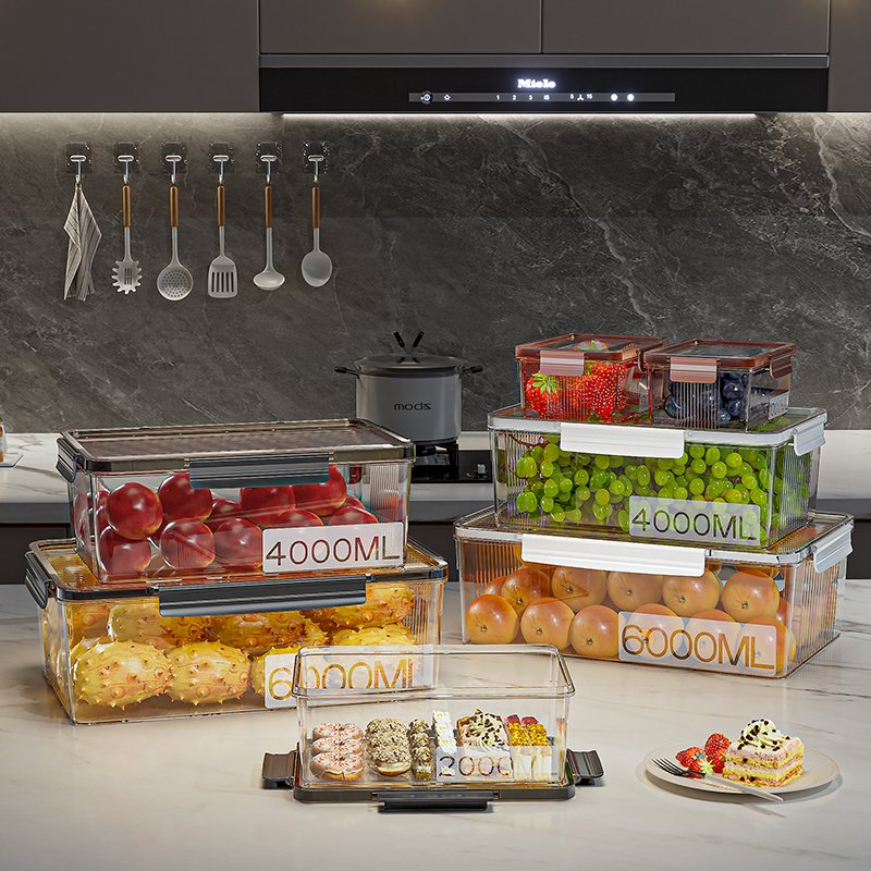 Crisper Food Grade Storage Box Refrigerator Suitable Bento Jar with Lid for Frozen Fruit & Lunches