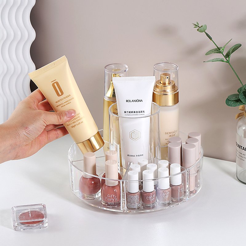 Factory Wholesale rotating storage box acrylic nail polish storage container transparent storage rack for living room