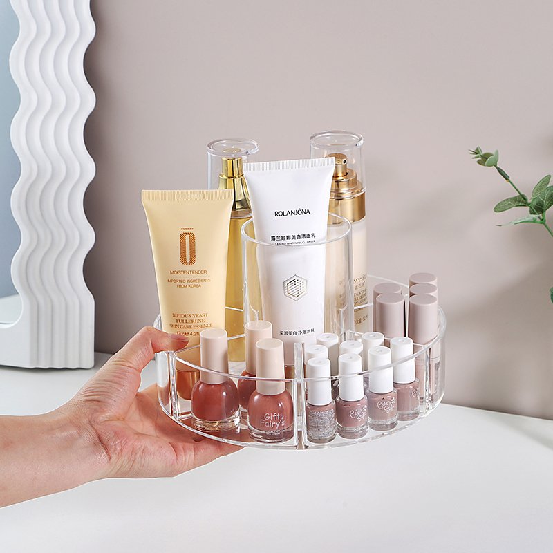 Factory Wholesale rotating storage box acrylic nail polish storage container transparent storage rack for living room