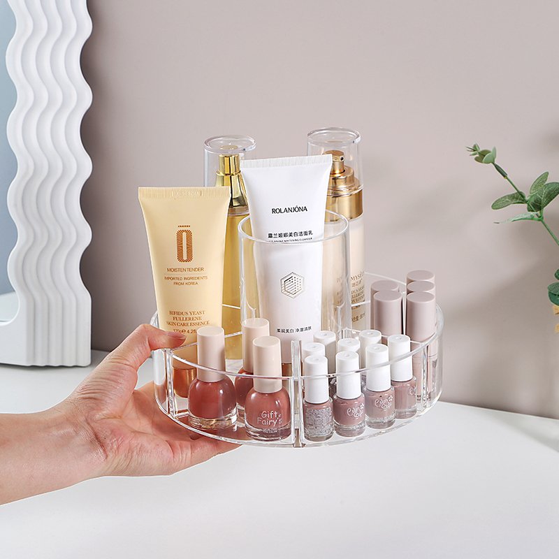 Factory Wholesale rotating storage box acrylic nail polish storage container transparent storage rack for living room