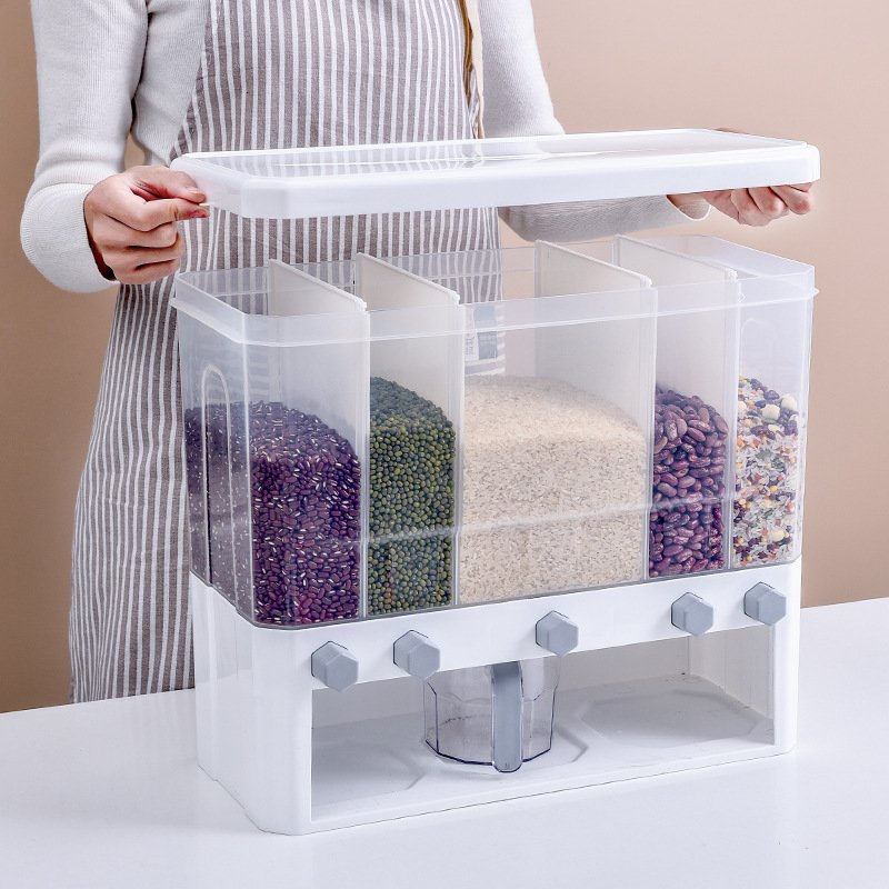 Cereal Storage Box Container Rice Dispenser For Kitchen Food Grain Dispenser Free With Measuring Cup