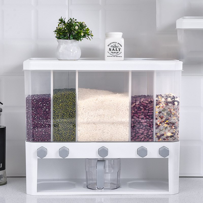 Cereal Storage Box Container Rice Dispenser For Kitchen Food Grain Dispenser Free With Measuring Cup