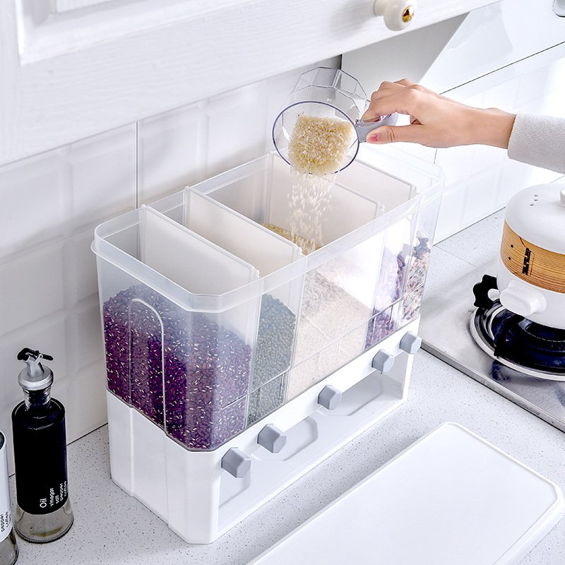 Cereal Storage Box Container Rice Dispenser For Kitchen Food Grain Dispenser Free With Measuring Cup
