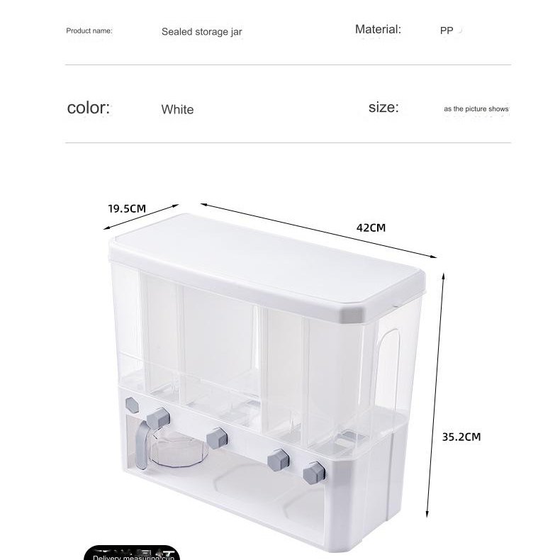 Cereal Storage Box Container Rice Dispenser For Kitchen Food Grain Dispenser Free With Measuring Cup