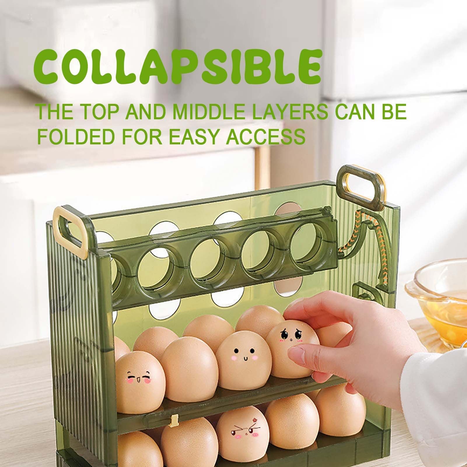 Refrigerator Organizer Food Containers Cartons Egg Tray Multi-layer Egg Rack Reversible Egg Refrigerator Storage Box