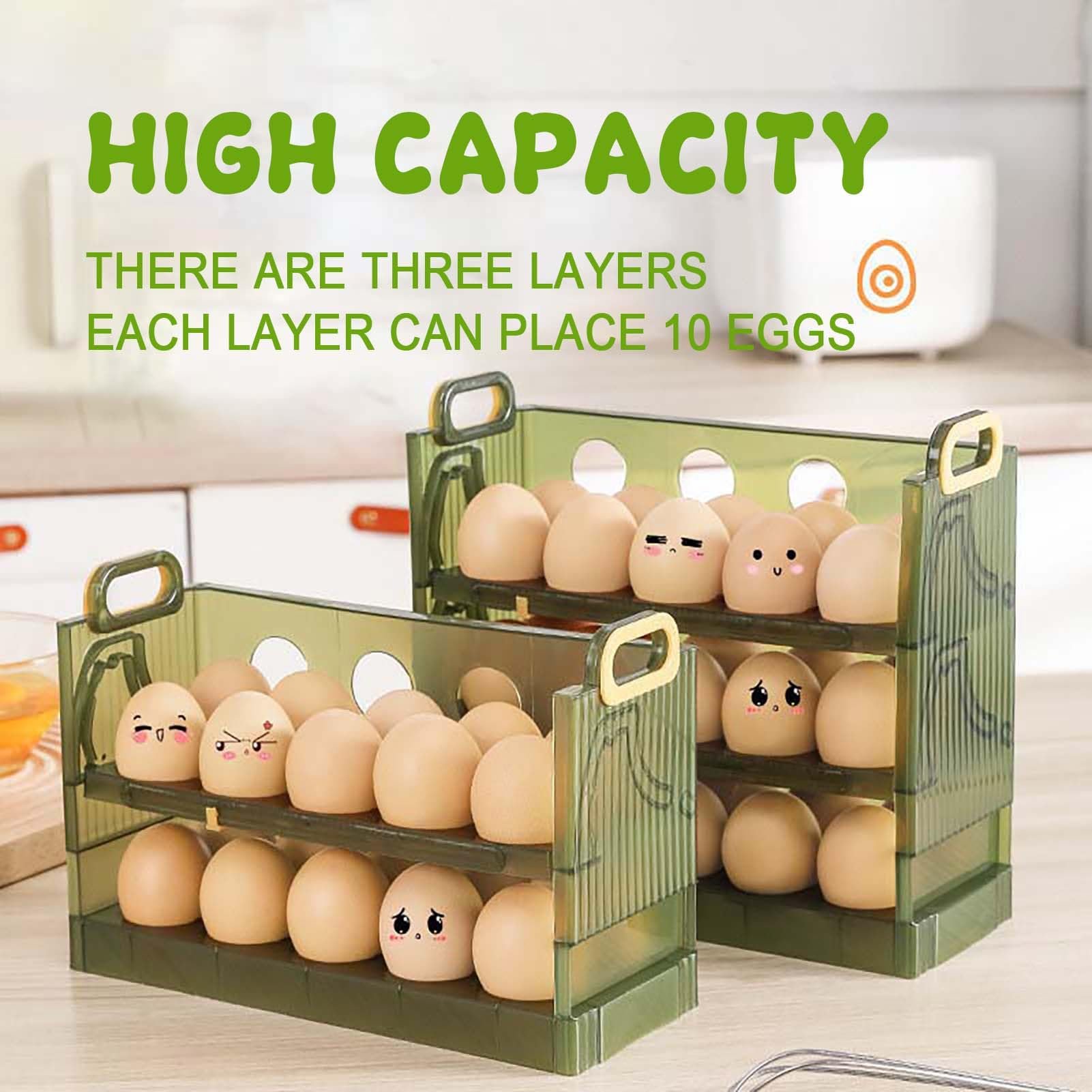 Refrigerator Organizer Food Containers Cartons Egg Tray Multi-layer Egg Rack Reversible Egg Refrigerator Storage Box